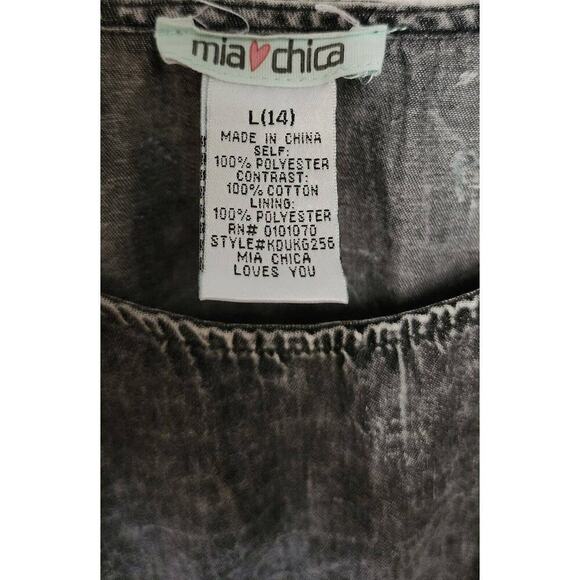 Girls Mia Chica Low High Denim & Chiffon Sleeveless Multicolor Dress Size L-14 - Picture 5 of 5